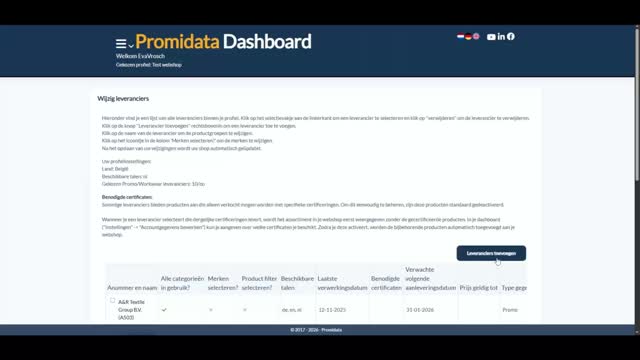 Hoe pas ik mijn leveranciers en productselectie aan